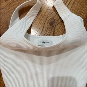 Babaton White Ribbed Tank Top extra small